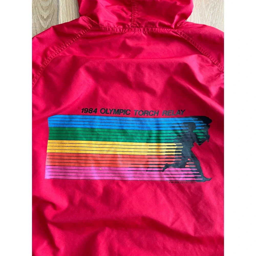 Vintage 1984 Levi's USA Olympics Torch Relay Full Zip Hooded Red Mens Large